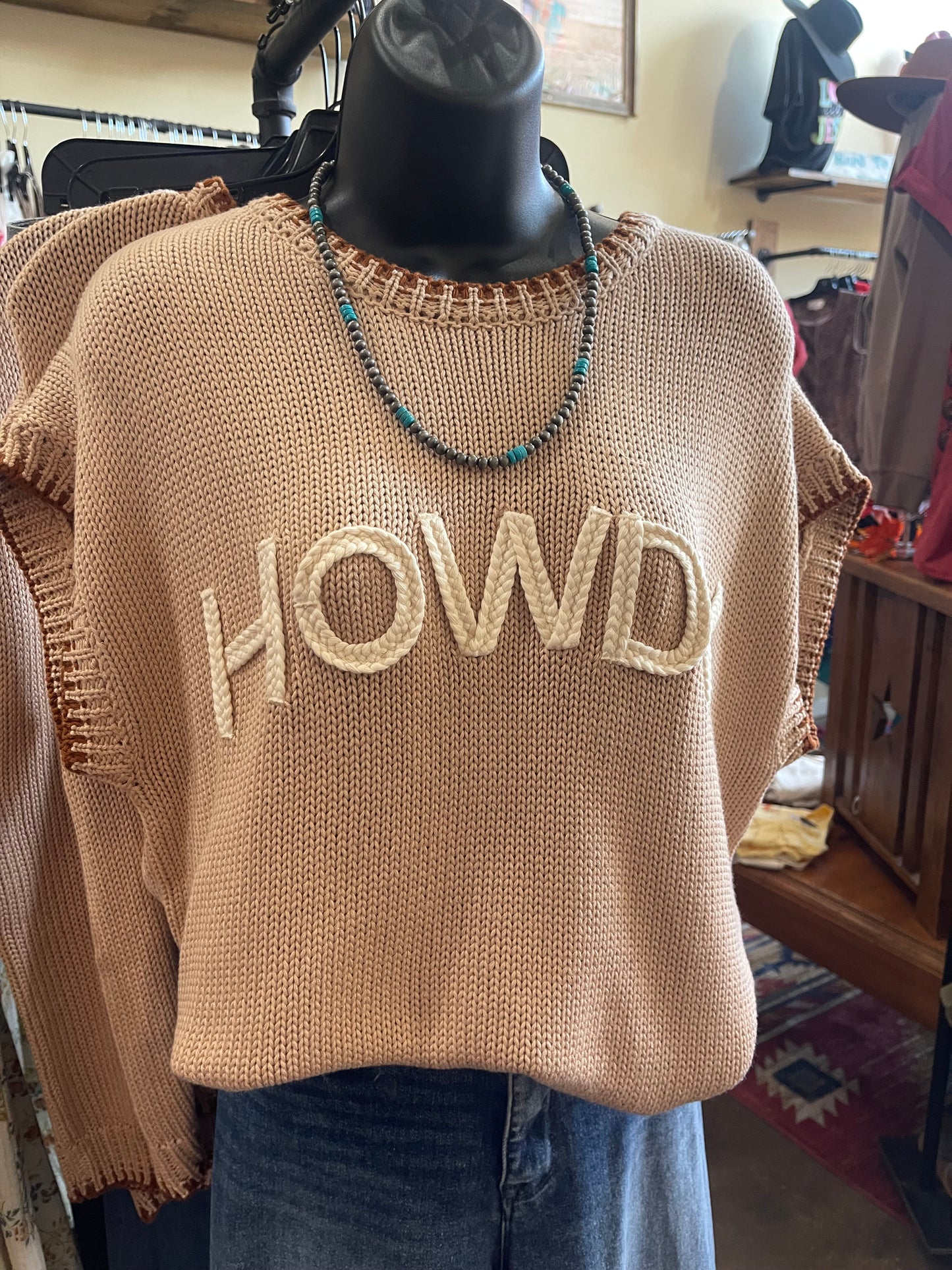 Tan Howdy Sweater