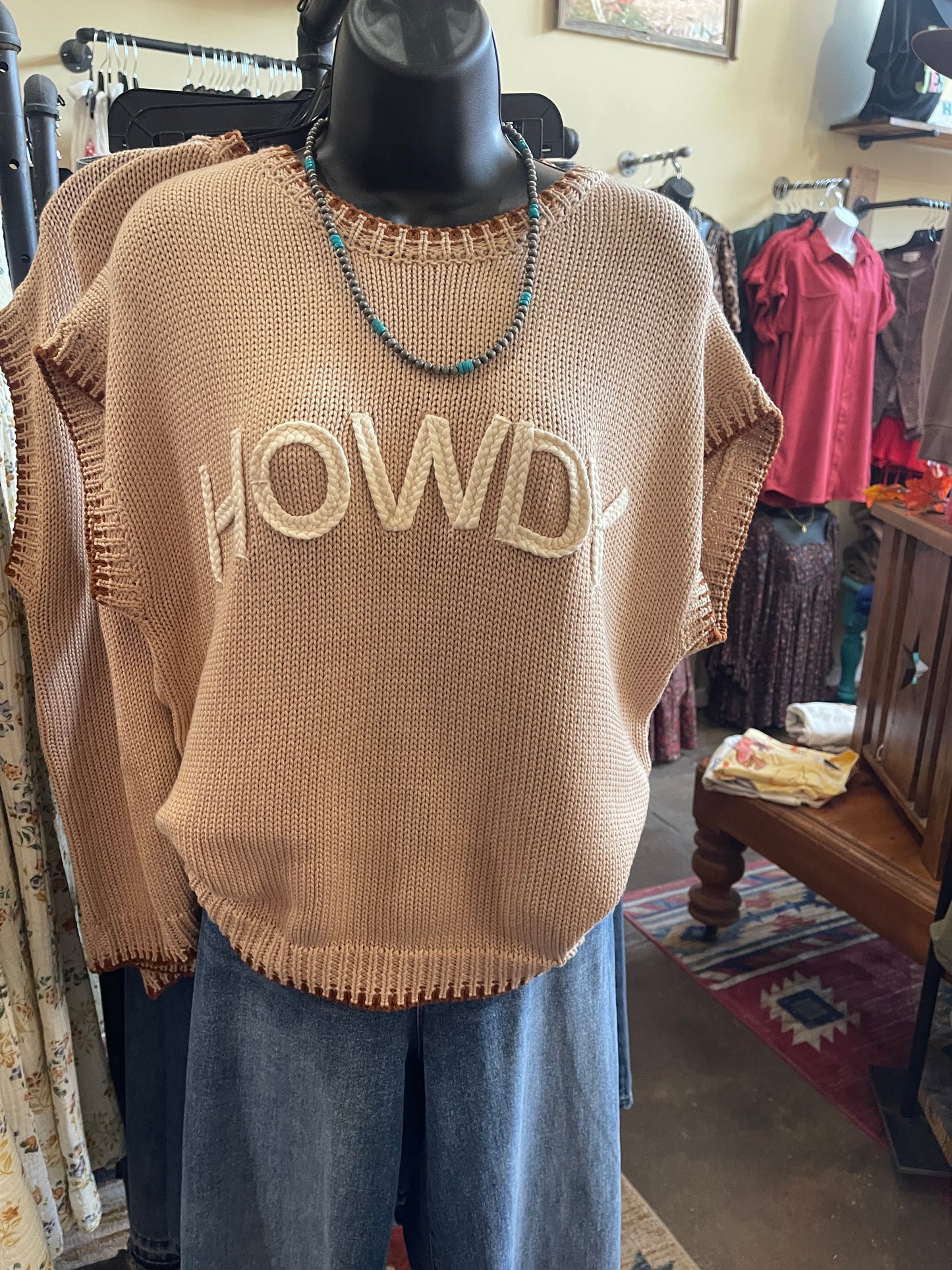 Tan Howdy Sweater