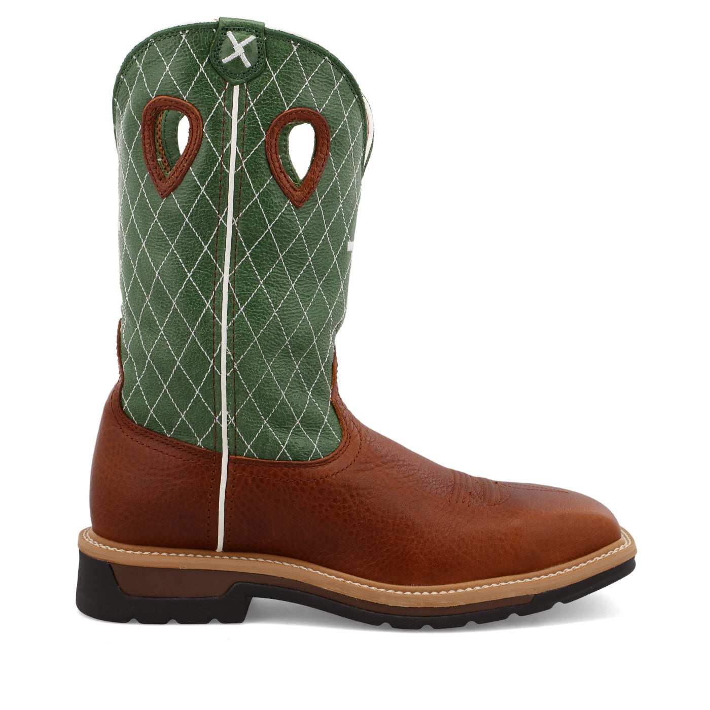 12" Western Work Boot - Cognac Glazed Pebble & Lime