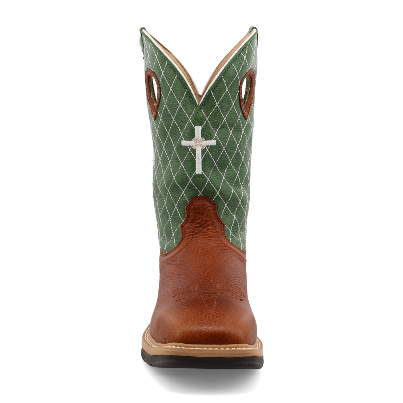 12" Western Work Boot - Cognac Glazed Pebble & Lime