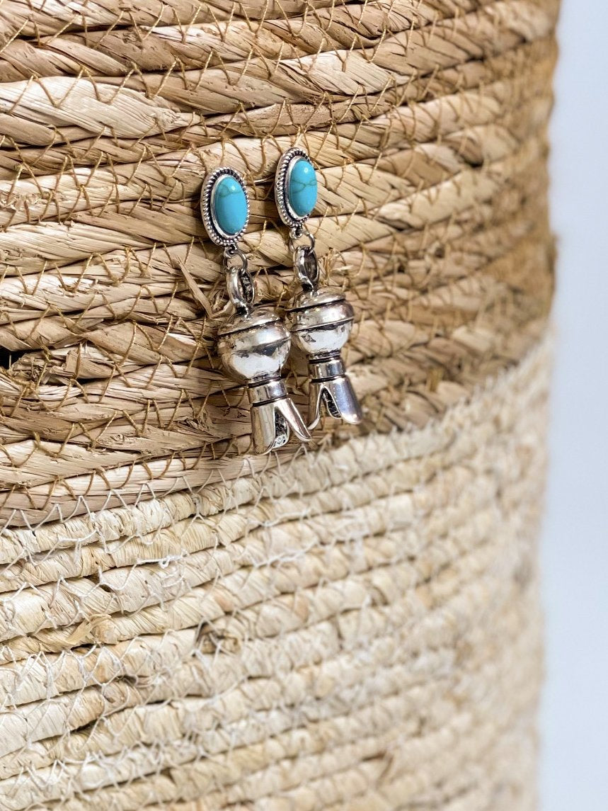 Silver Blossom Earring on Turquoise Post