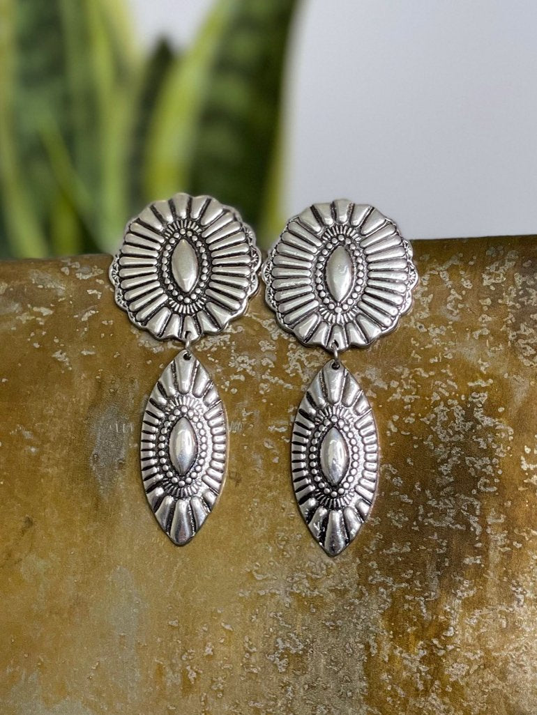 Silver Double Concho Earring