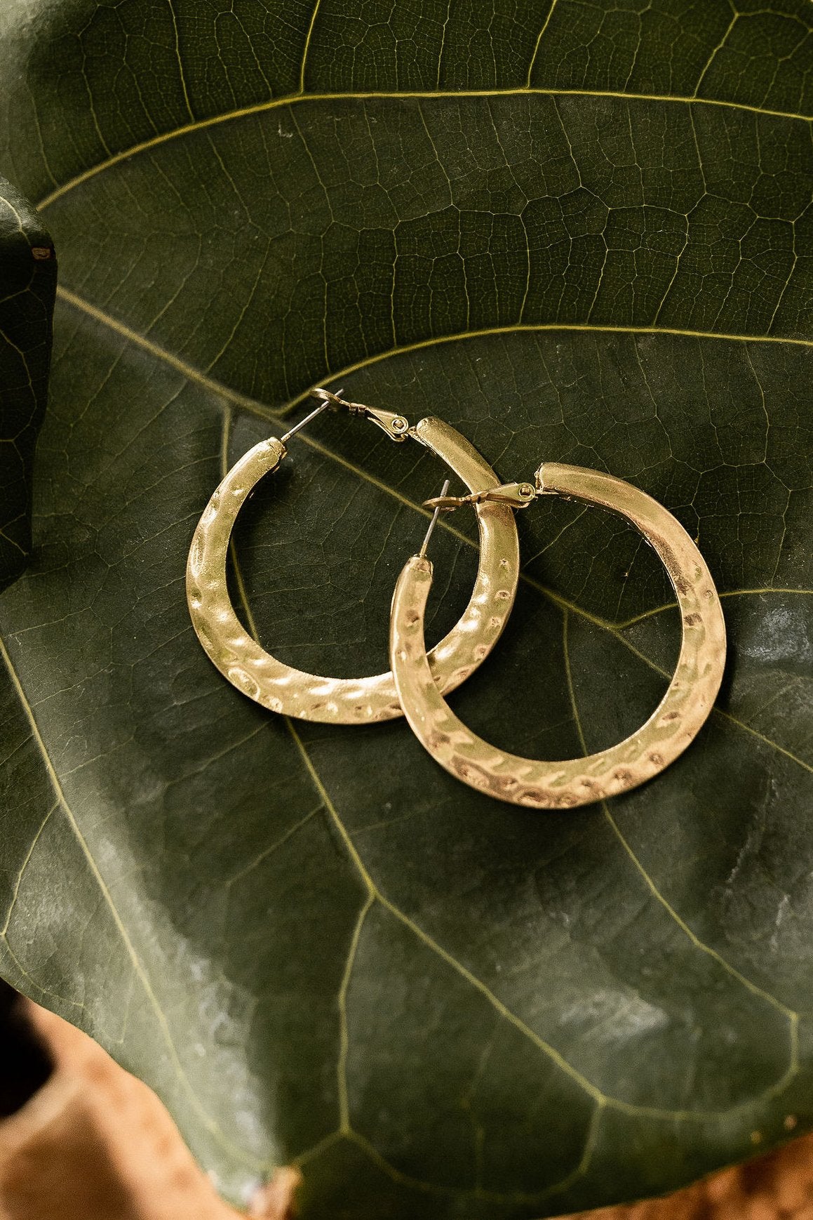 Hammered Thick Gold Hoops