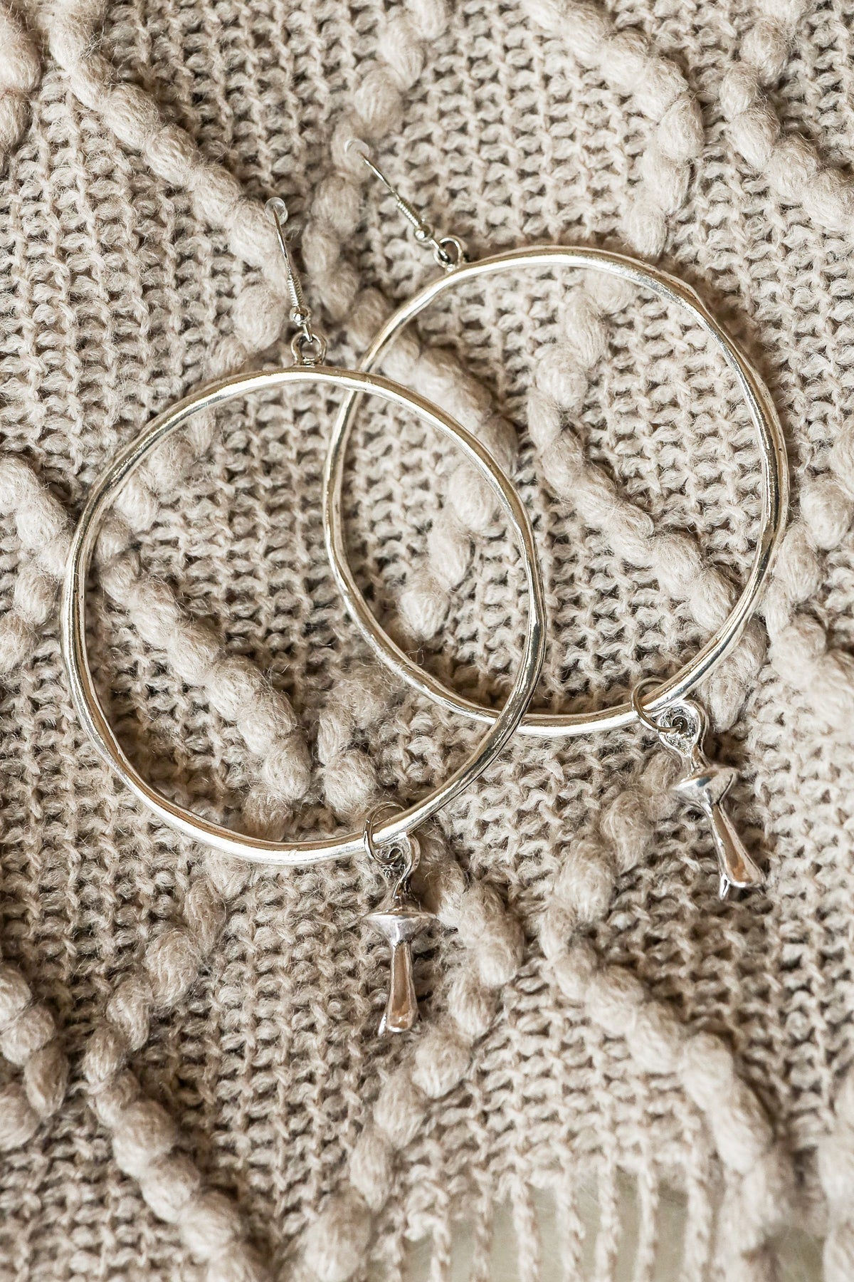 Silver Hoops with Blossom Accent