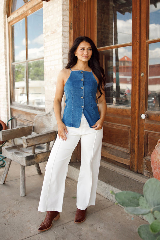 Denim Strap Top