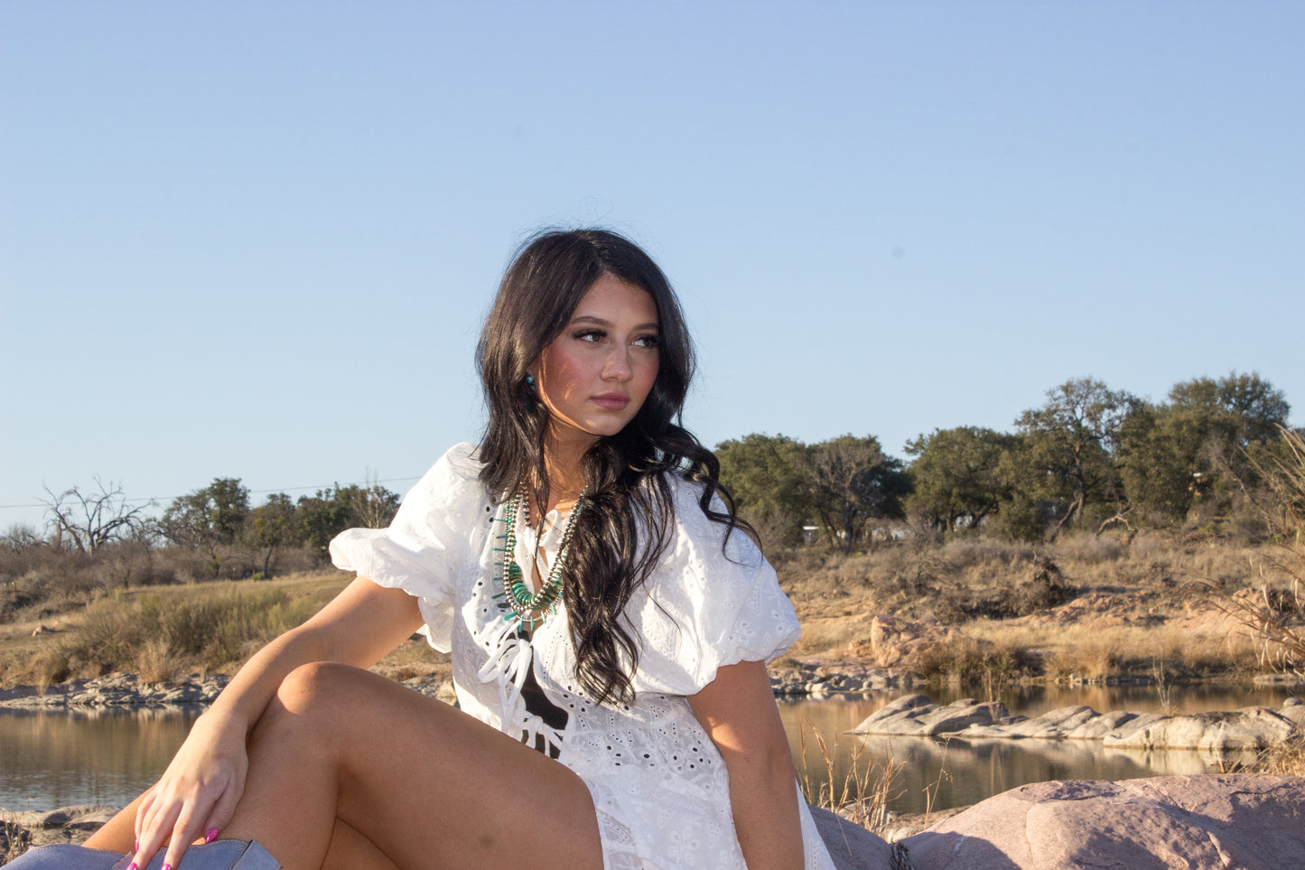 White Eyelet Short set