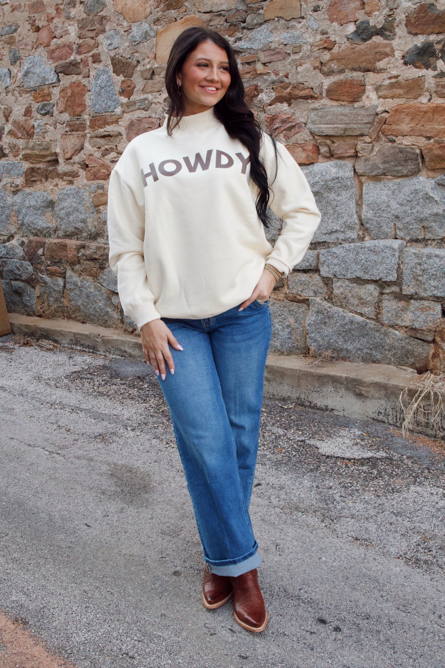 Howdy Mock Neck Sweatshirt