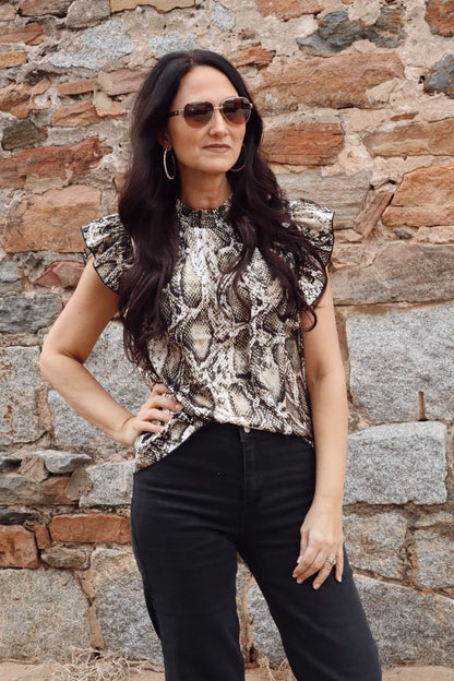 Snakeskin Ruffle top
