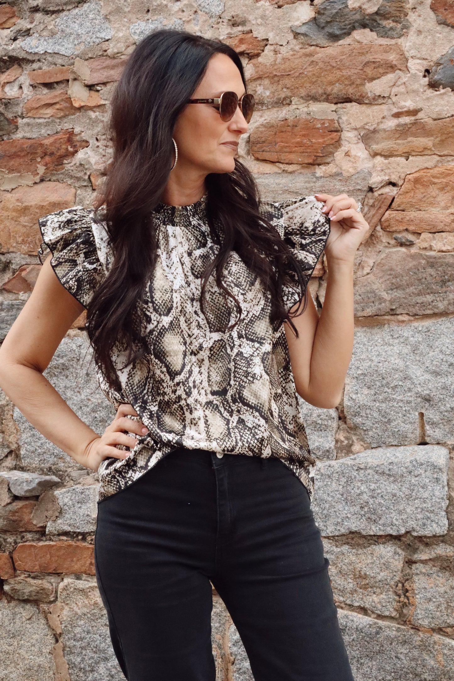 Snakeskin Ruffle top