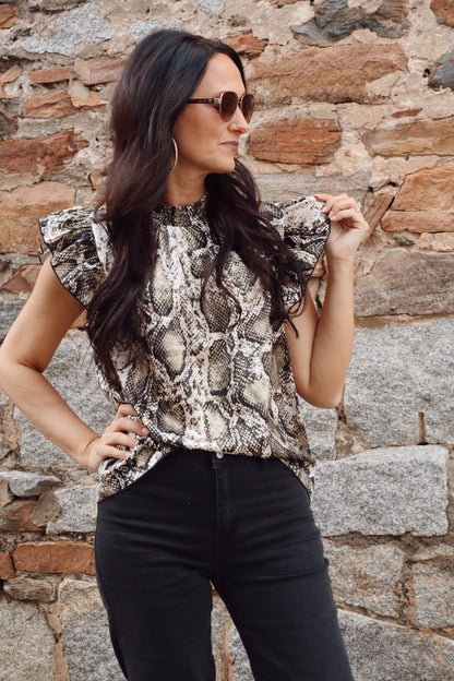 Snakeskin Ruffle top