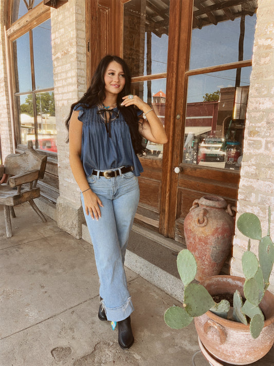 Chambray Denim Top