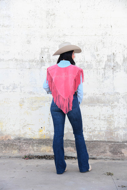 Genuine suede fringe  cape