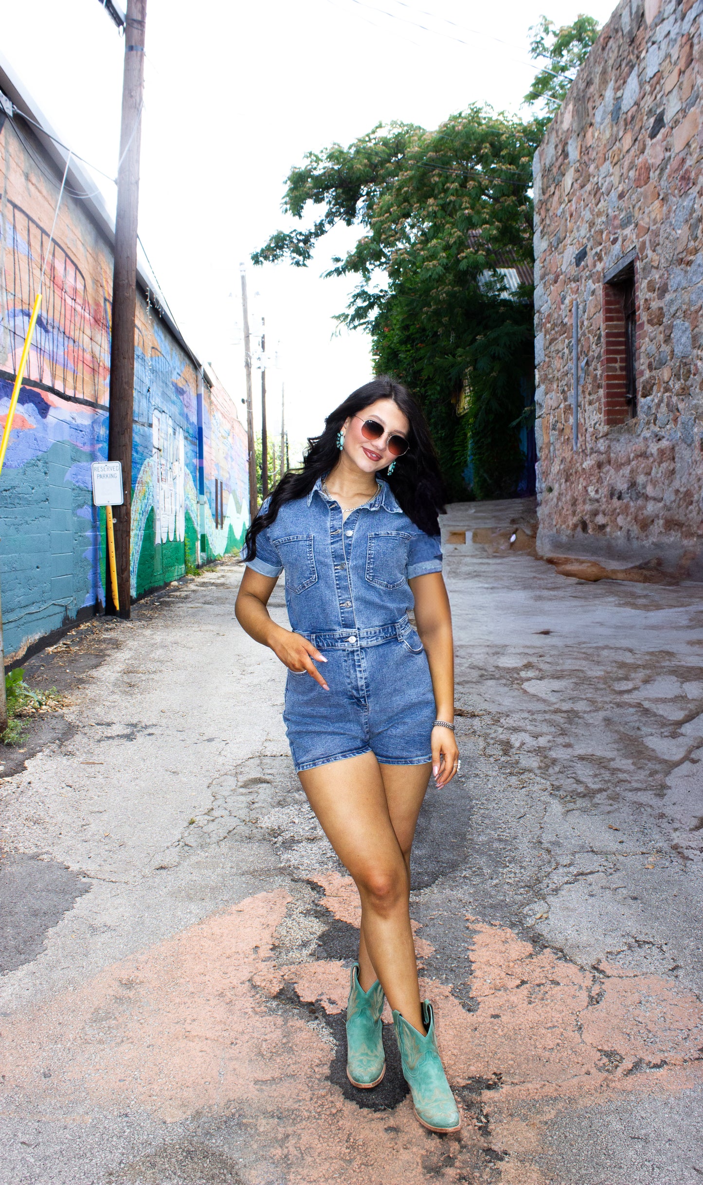 Sweet summer denim romper