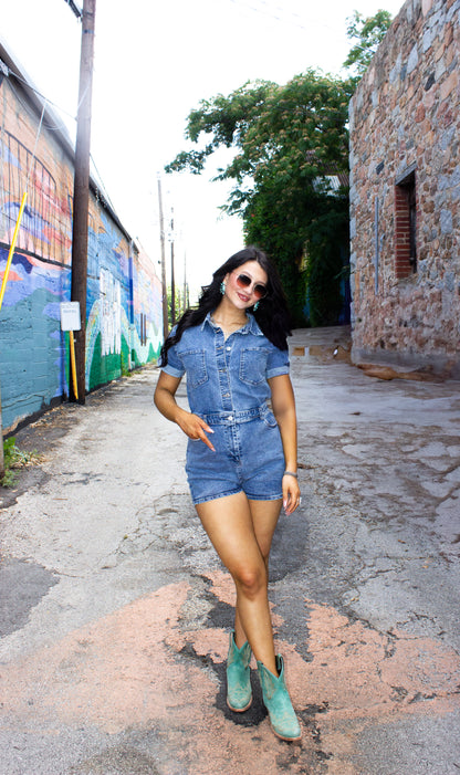 Sweet summer denim romper