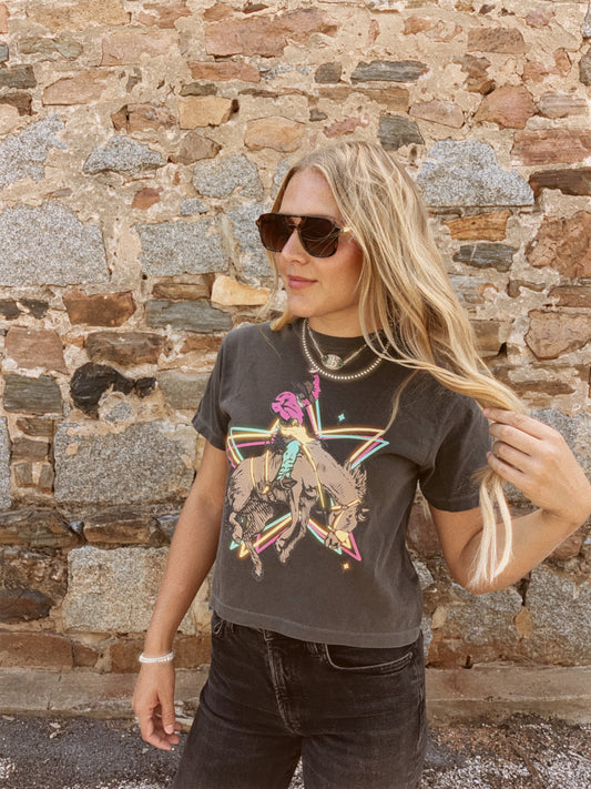 Electric Cowboy cropped tee