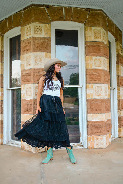 Black Lace Maxi Skirt