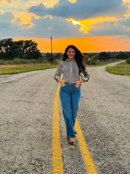 Brown Striped Button Down
