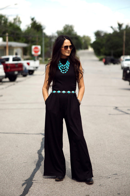 Black Ribbed Jumpsuit