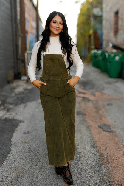 Green Corduroy Overalls