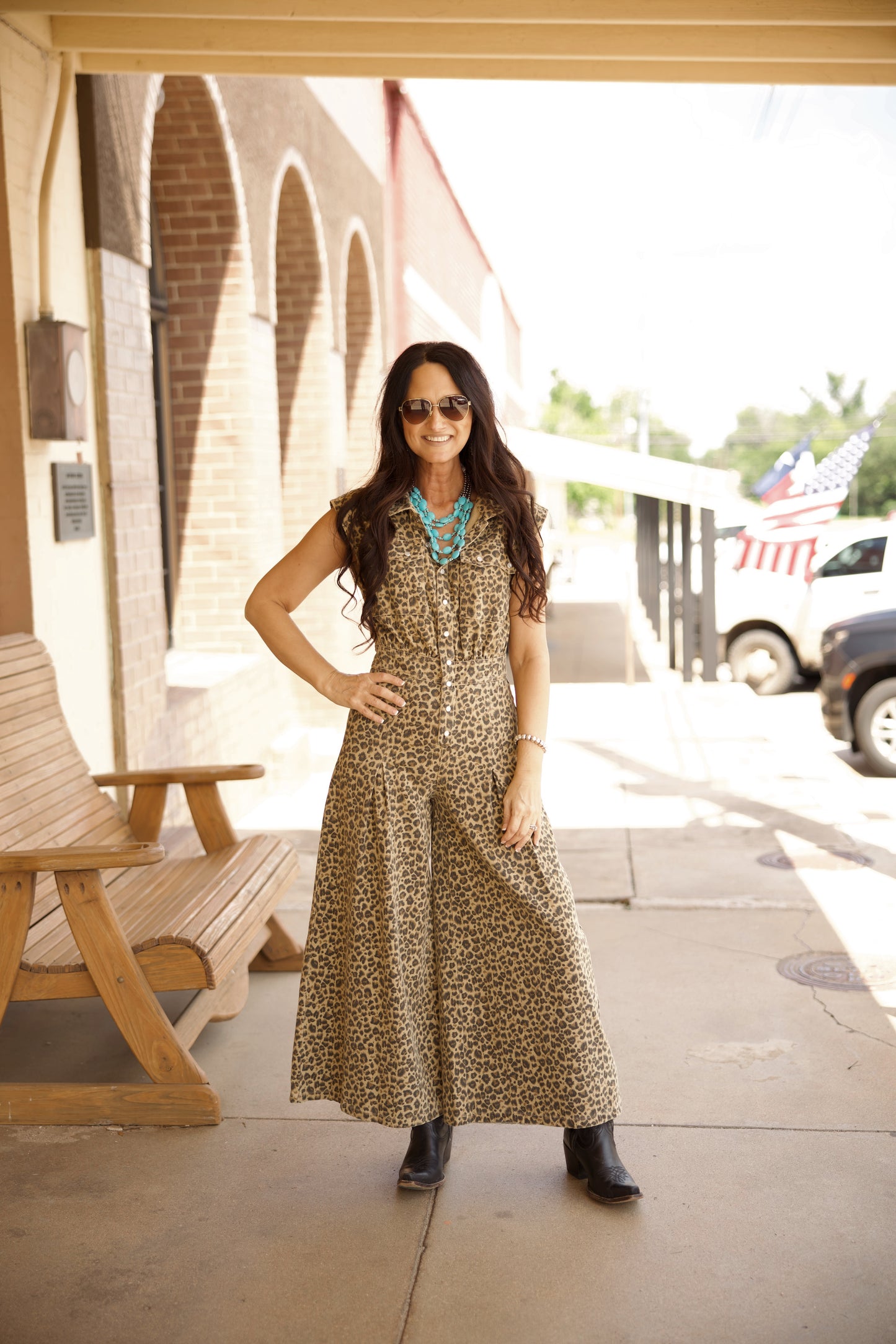 Leopard Denim Jumpsuit