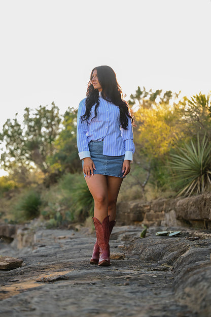 Blue Pin Stripe Button Down