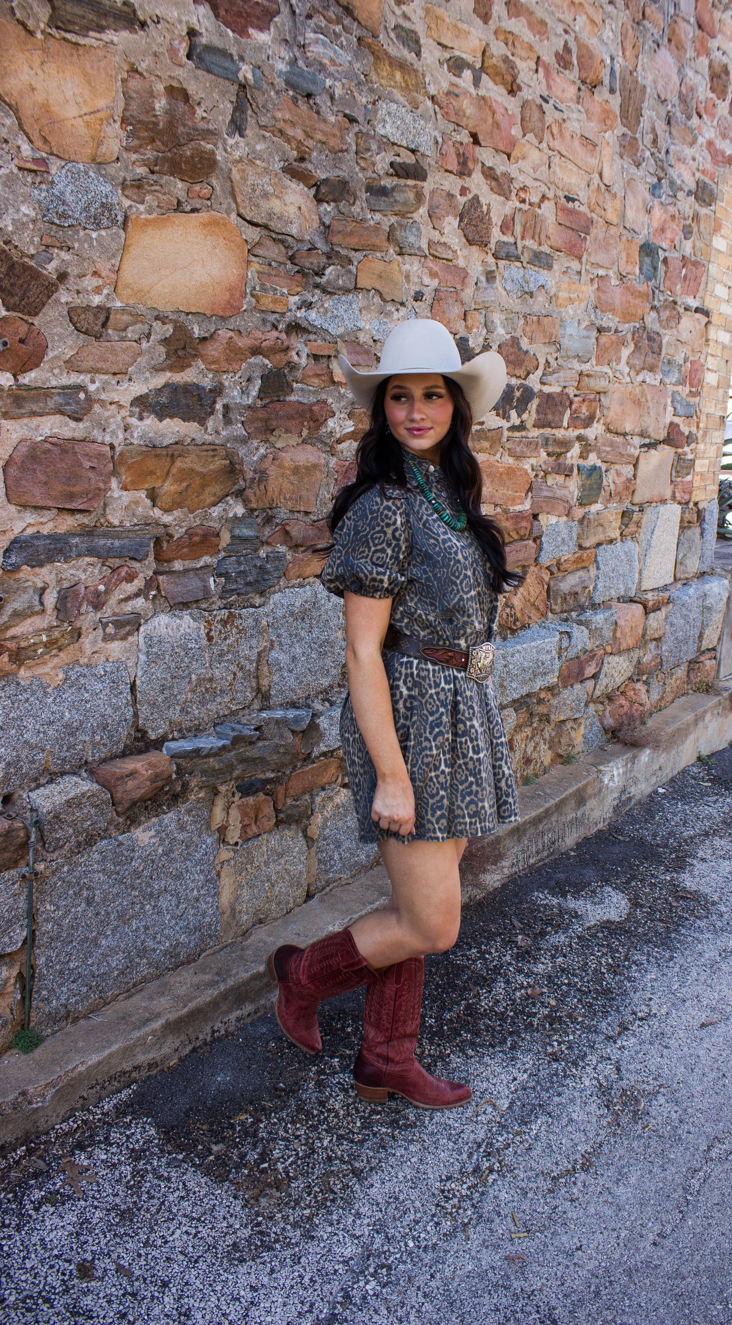 Leopard denim dress