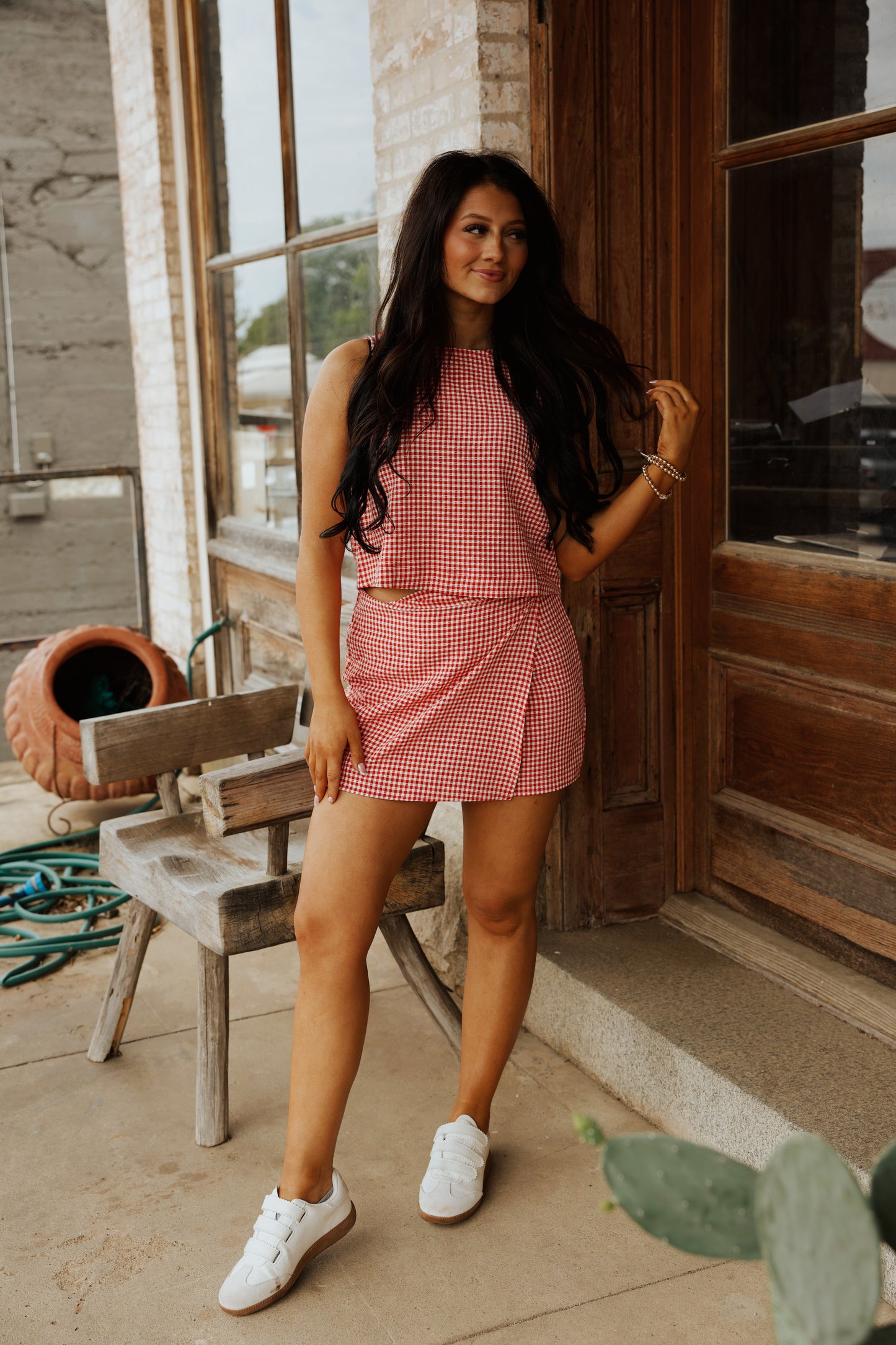 Red and white gingham set