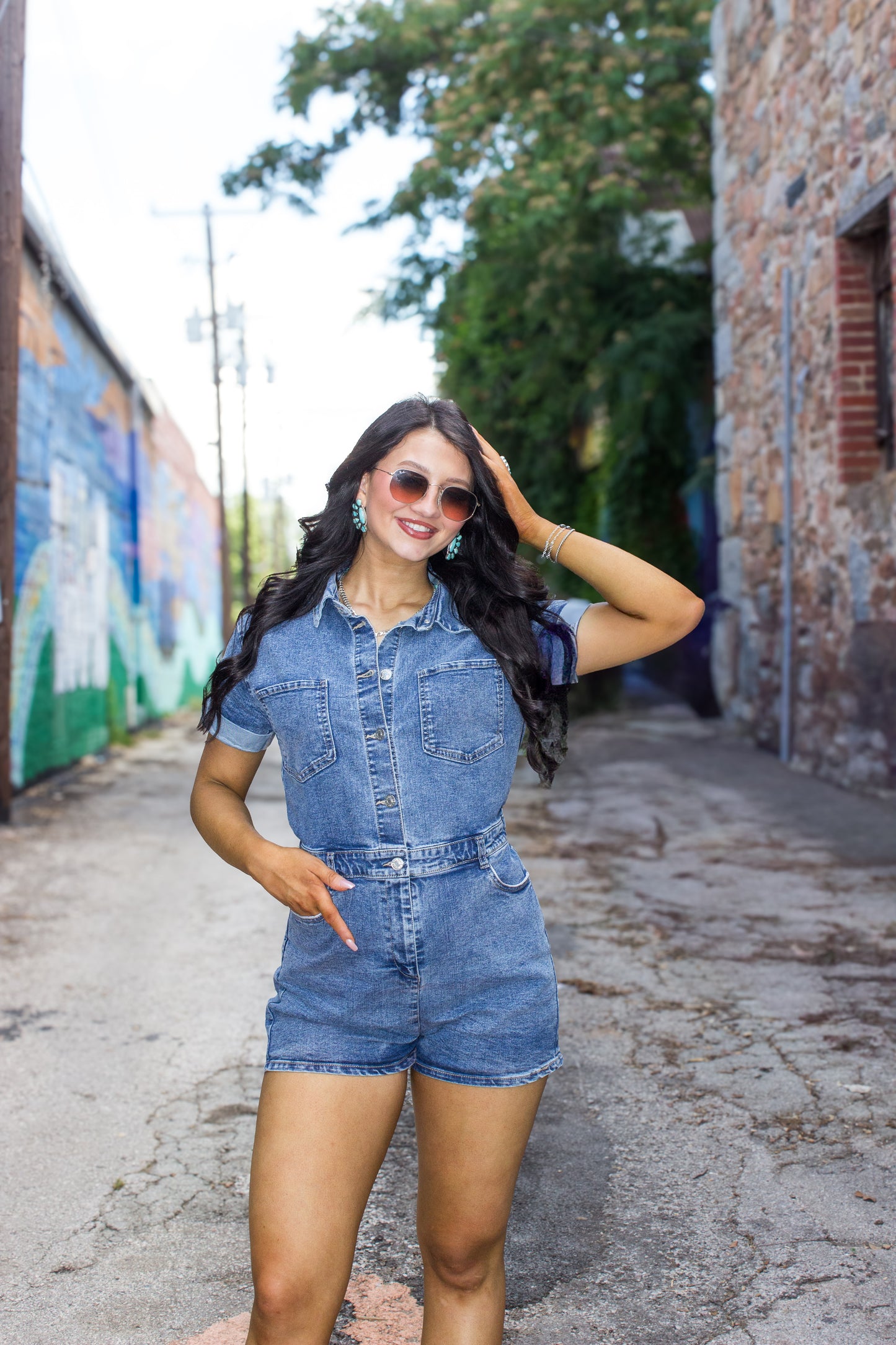 Sweet summer denim romper