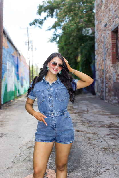 Sweet summer denim romper