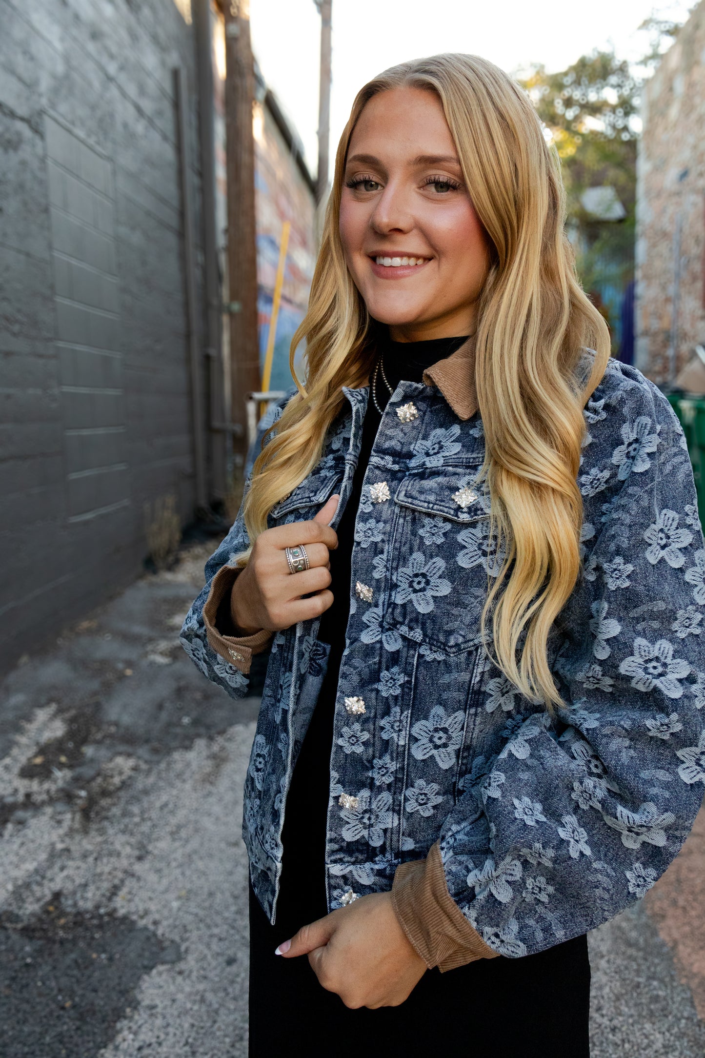 Denim Floral Jacket
