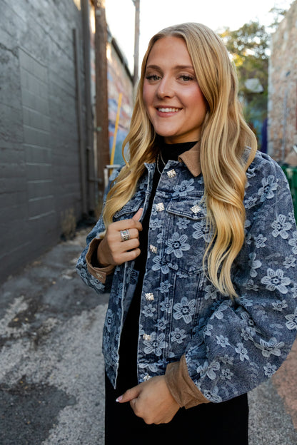 Denim Floral Jacket