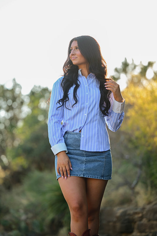 Blue Pin Stripe Button Down