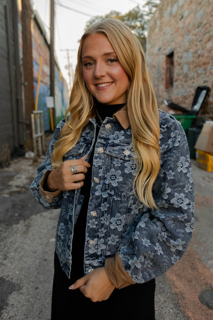 Denim Floral Jacket