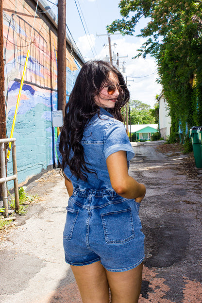 Sweet summer denim romper