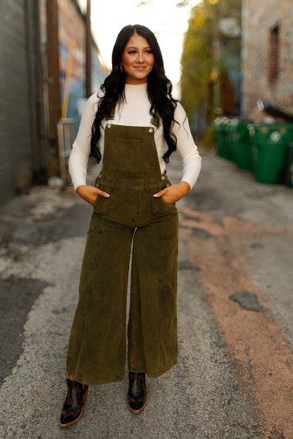 Green Corduroy Overalls