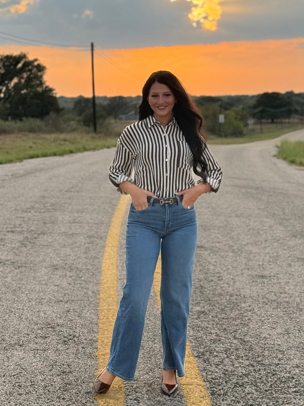 Brown Striped Button Down