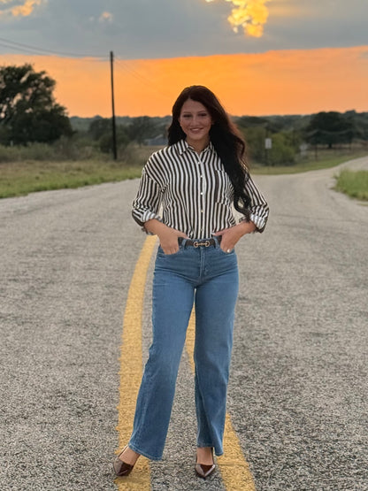 Brown Striped Button Down