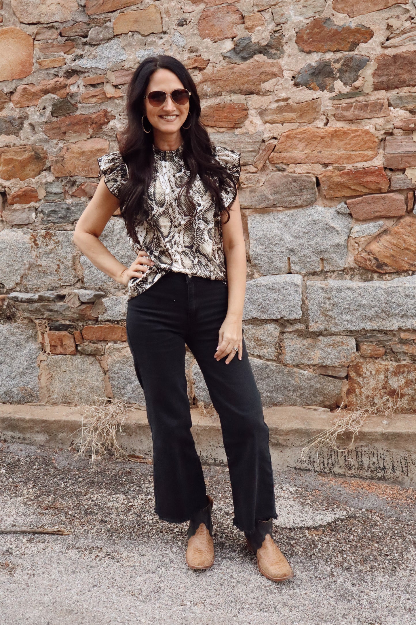 Snakeskin Ruffle top