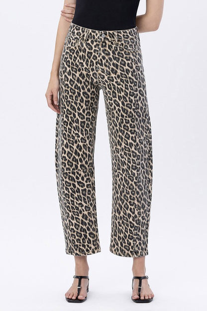 Vervet Leopard barrel jeans
