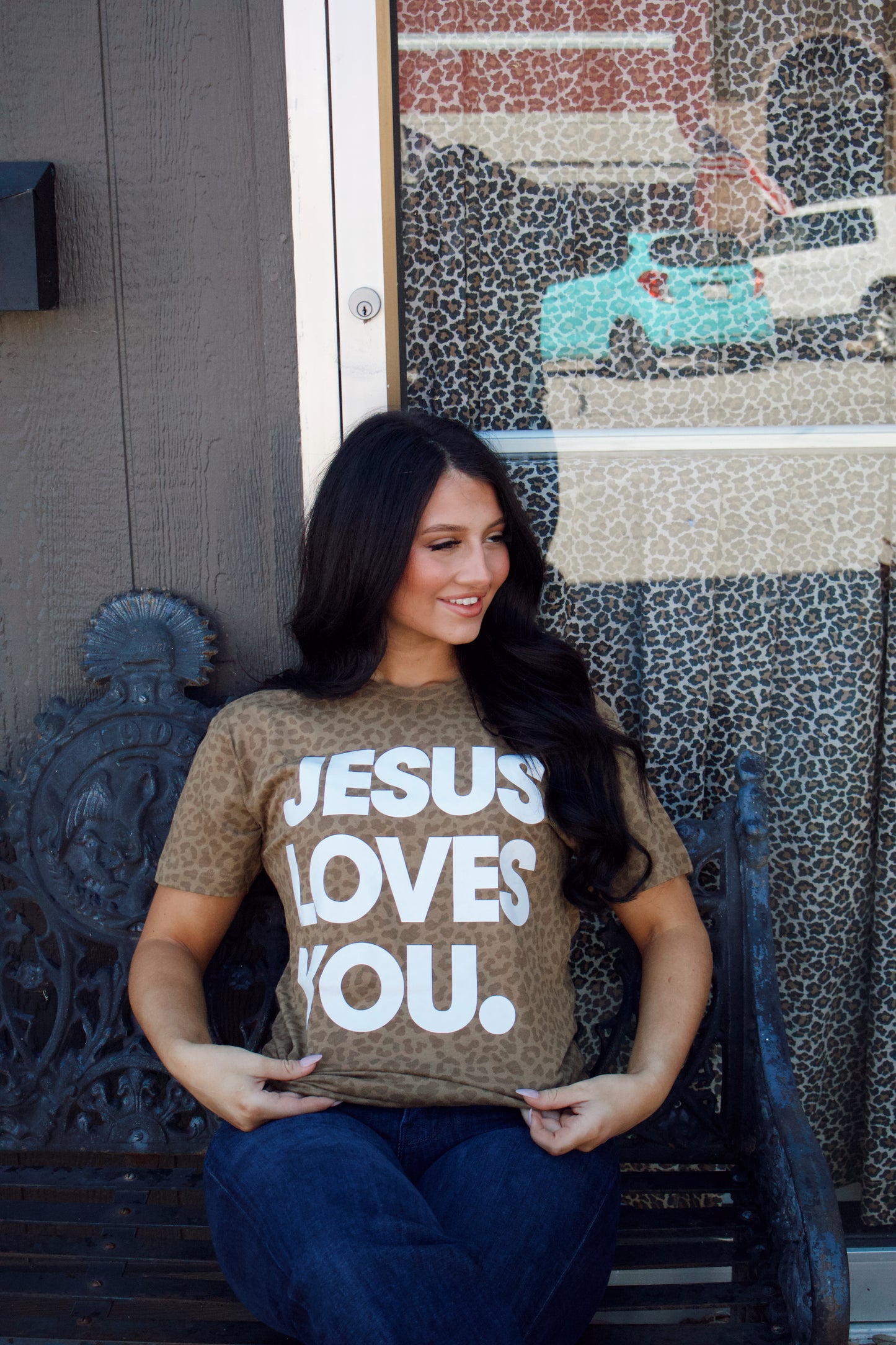 Jesus Loves You Leopard Tee