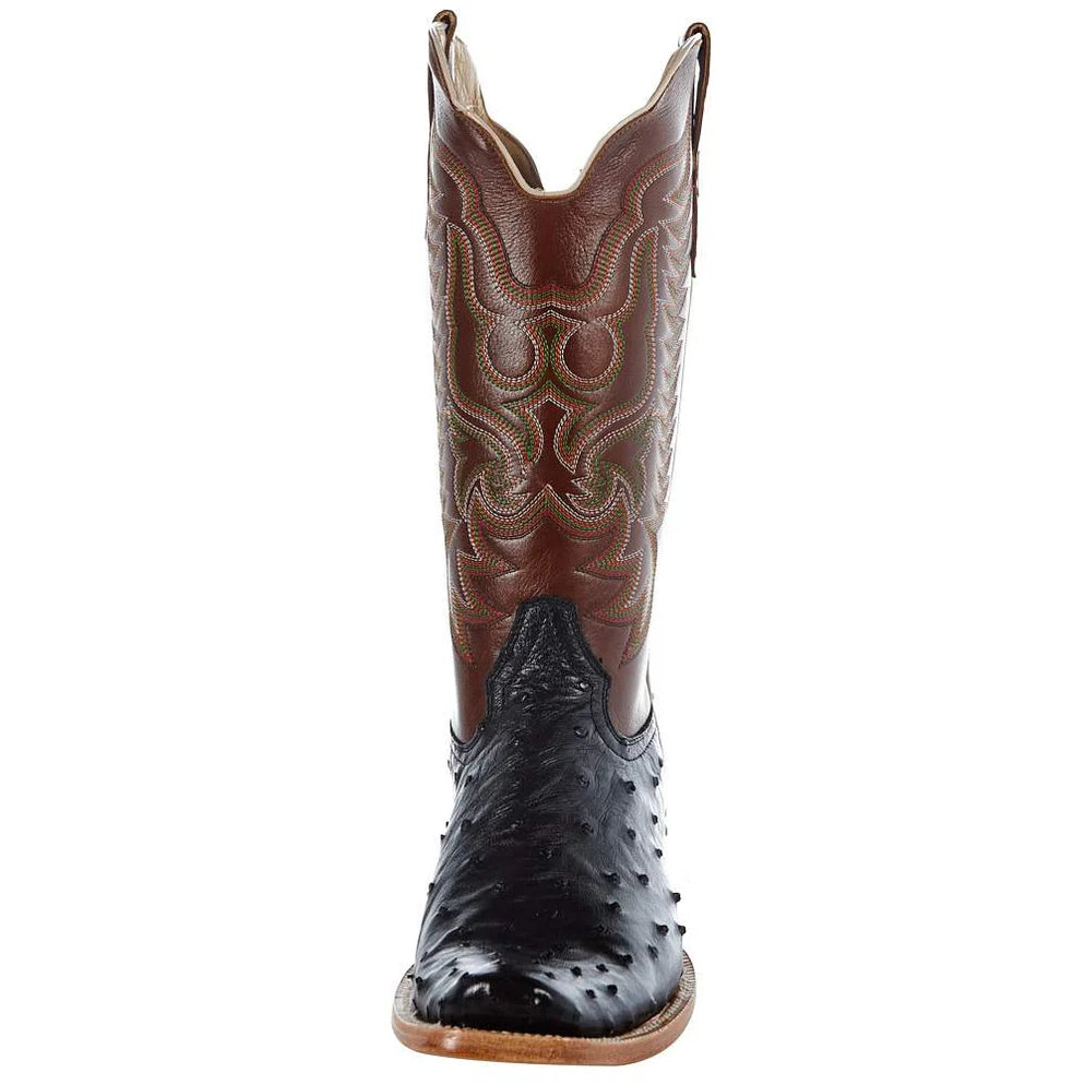 R. Watson Men's Black Full Quill Ostrich Boots