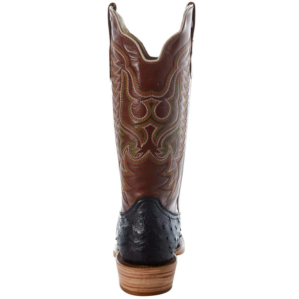 R. Watson Men's Black Full Quill Ostrich Boots