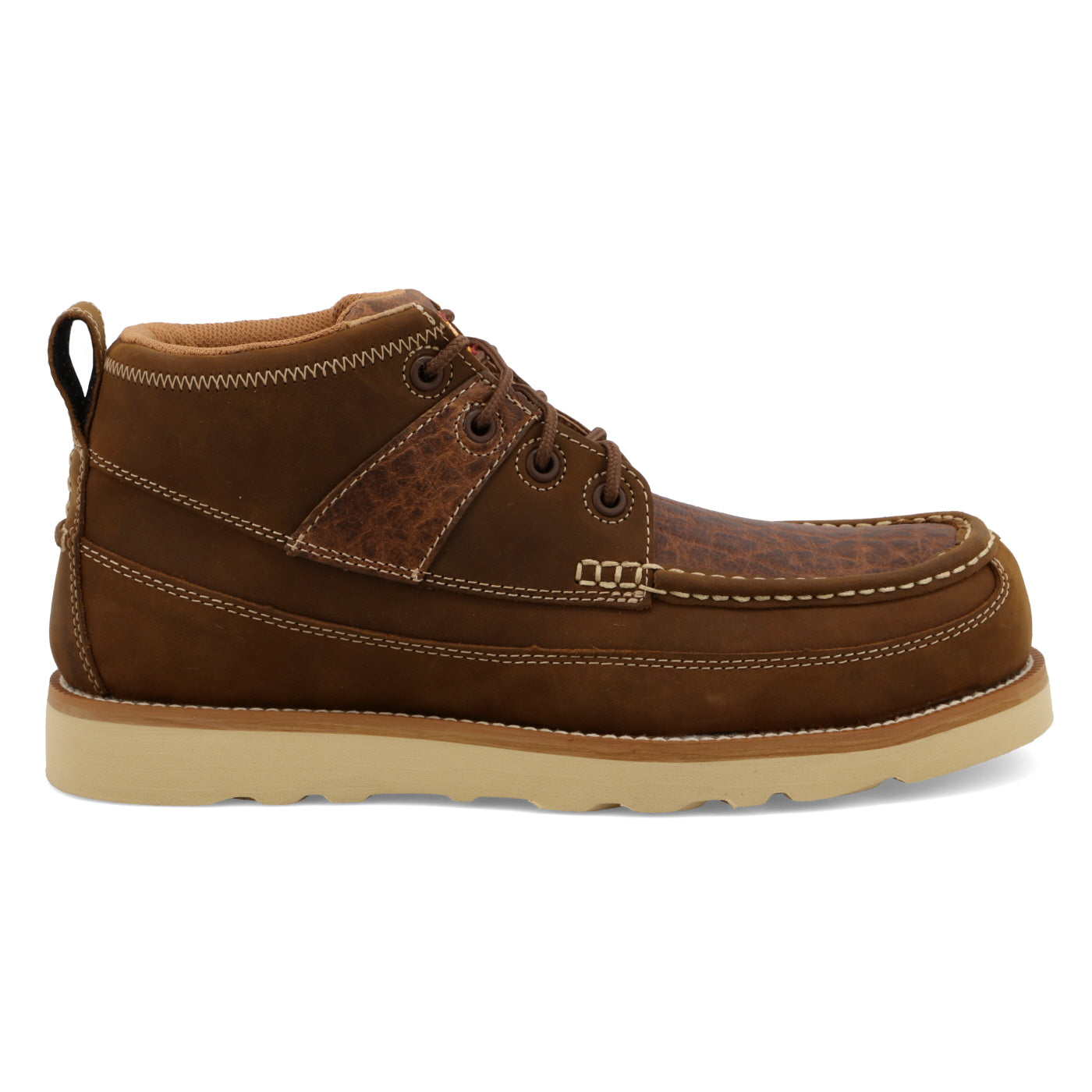 4" Work Wedge Sole Boot - Distressed Saddle & Cognac