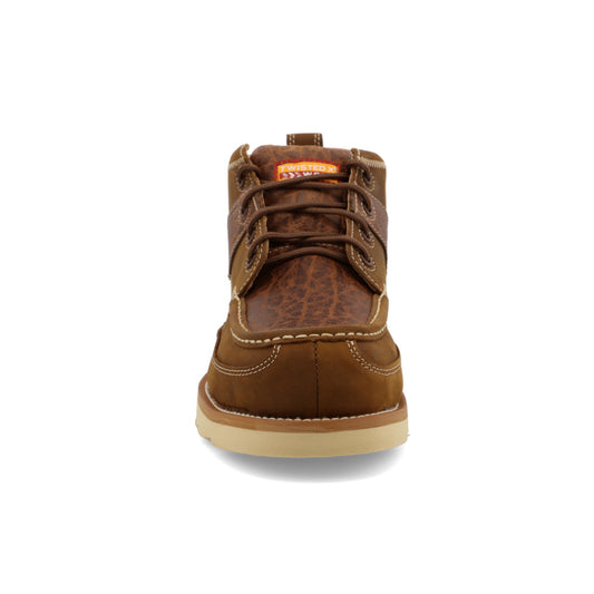 4" Work Wedge Sole Boot - Distressed Saddle & Cognac