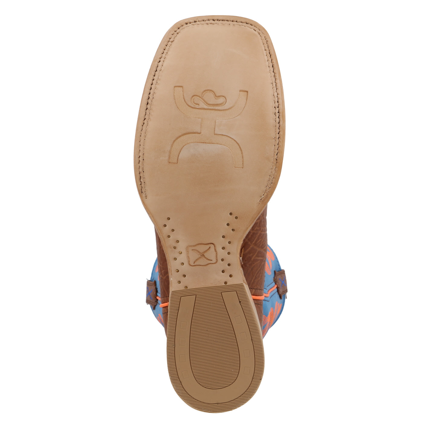 12" Hooey Boot - Cognac Bull Hide & Neon Blue