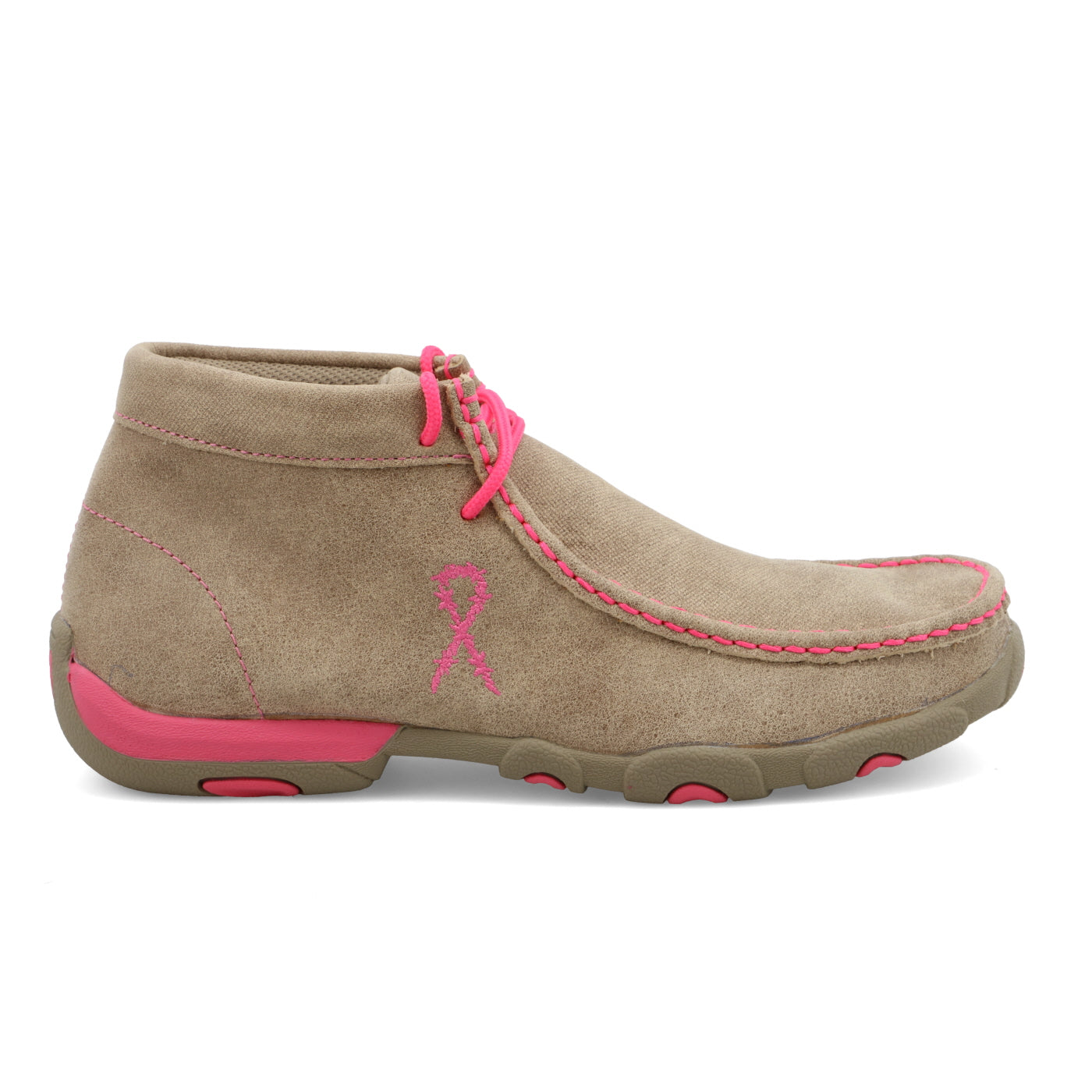 Chukka Driving Moc - Dusty Tan & Neon Pink