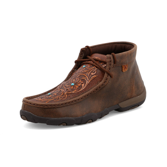Chukka Driving Moc - Brown & Tooled Flower