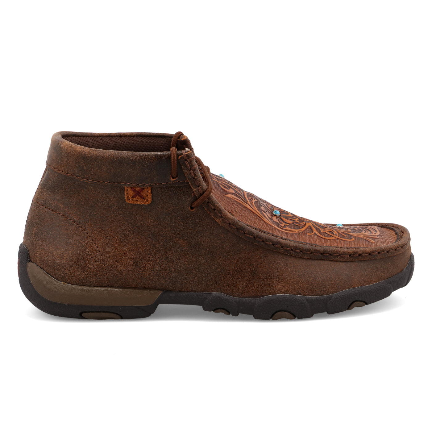 Chukka Driving Moc - Brown & Tooled Flower