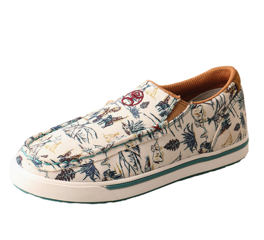 Hooey Slip-On Loper - Ivory & Turquoise