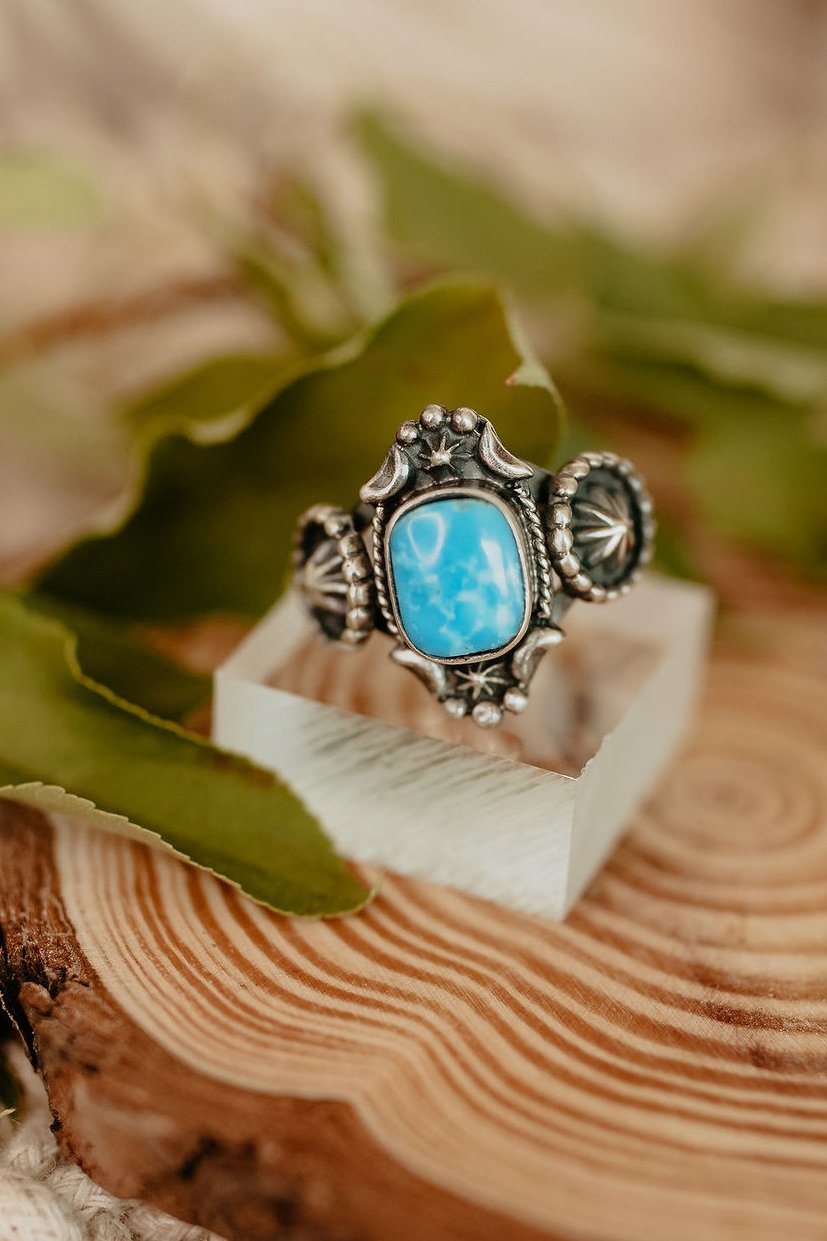Genevieve Francisco Turquoise Ring with Deep Turquoise